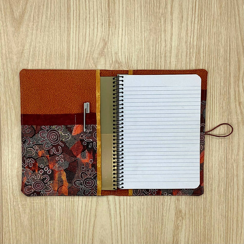 Indigenous Artwork refillable A5 fabric notebook cover gift set - Incl. book and pen.