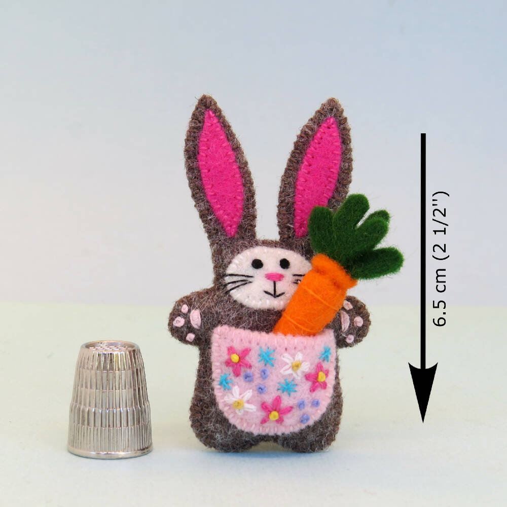 Small Felt Rabbits Miniature Felt Rabbit - Wool Felt Bunny with a tiny carrot