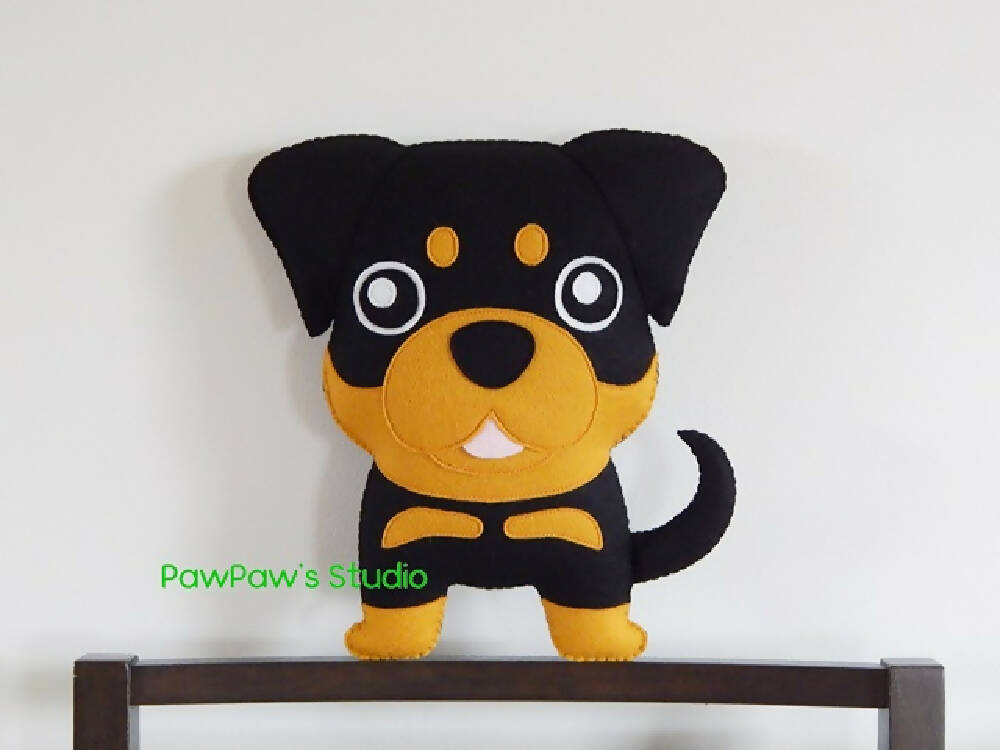 Rottweiler Plush - Softie - Dog - Wool Felt