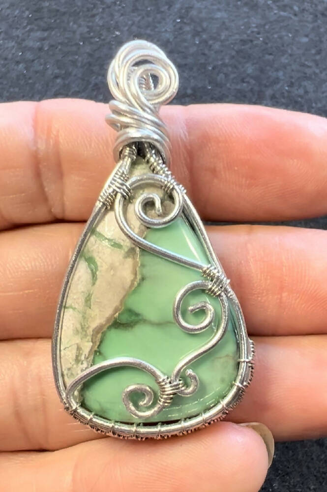 Wire-Wrapped Variscite Pendant