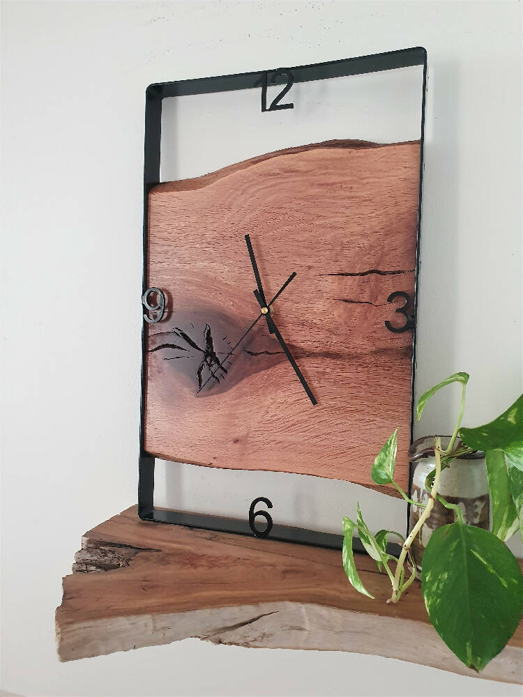 Large Rectangular Wall Clock 30cm x 50cm, Australian Handmade, hanging art feature, Wedding gift couple Unique Clock, Rustic clock