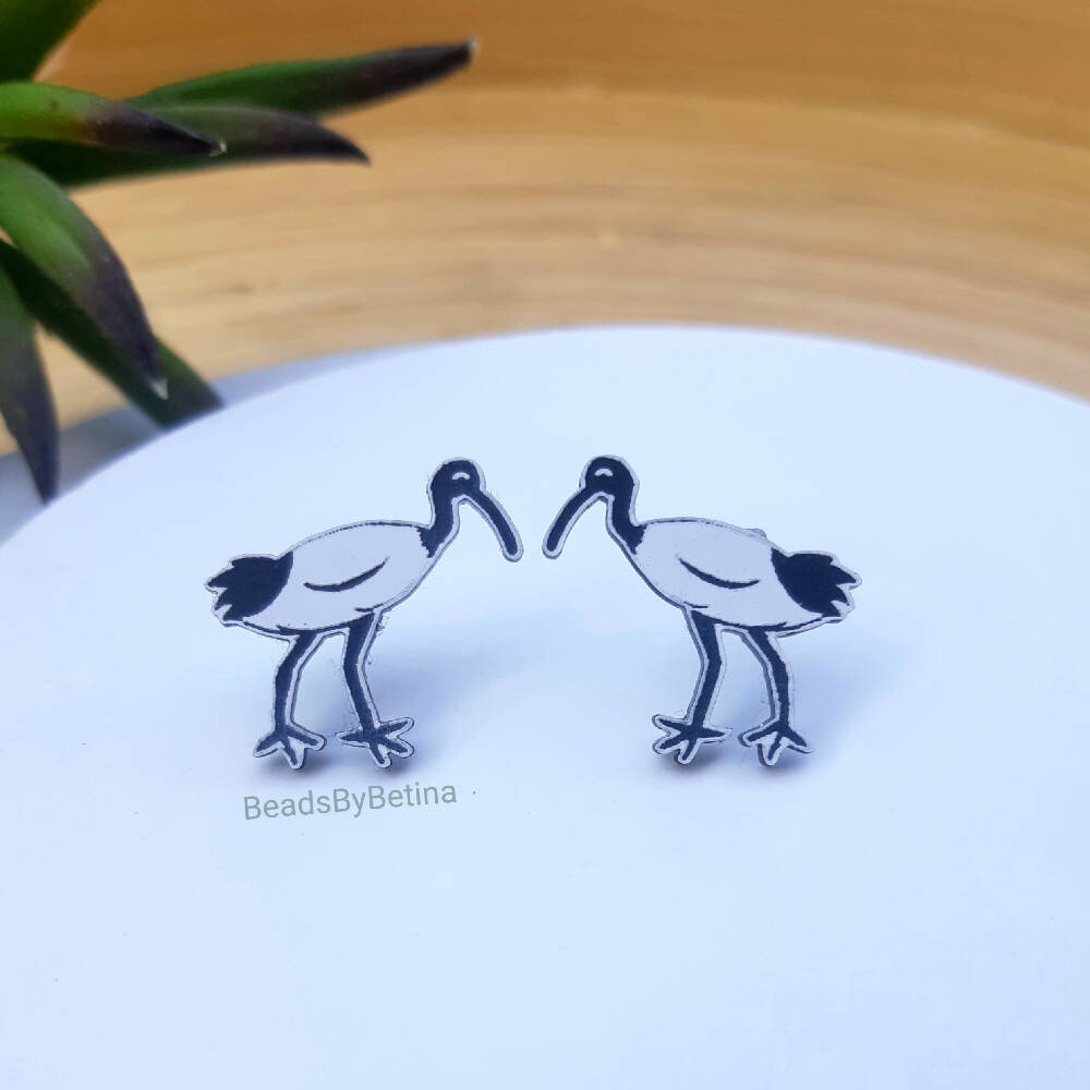 Bin Chicken (Ibis) Studs // HypoAllergenic // FREE POSTAGE // Laser Cut Acrylic