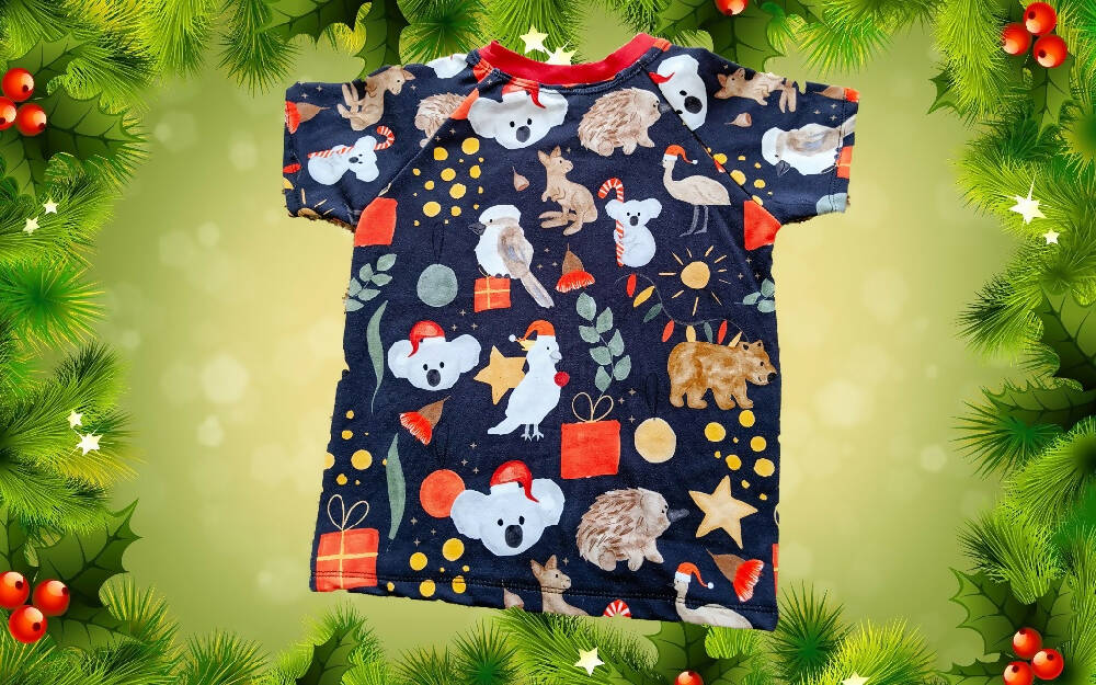 Christmas T-Shirt, Boys, Aussie Animals, Size 2