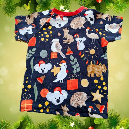 Xmas T-Shirt, Boys, Aussie Animals, Size 2