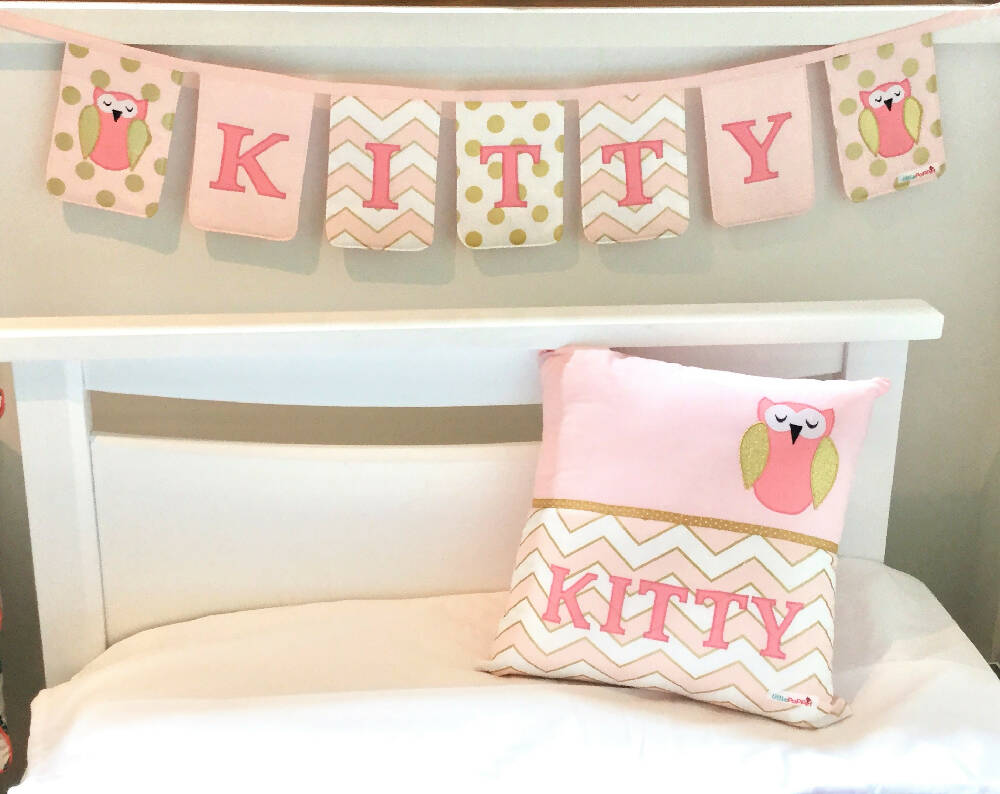 Personalised Name Bunting in Pink and Gold