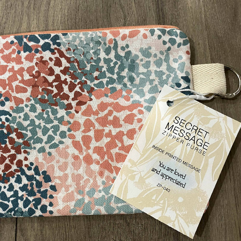 Zipper Purse - Dappled abstract floral you are loved and appreciated #40