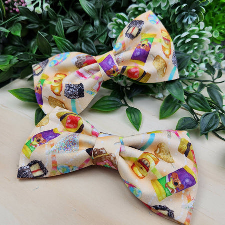 Bow Pet Collar - Aussie Food Faves - Fabric Elastic Loops - Hairbow