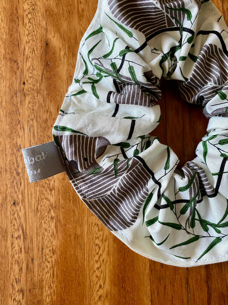 scrunchie - koalas / Australian animals / green grey white / organic cotton