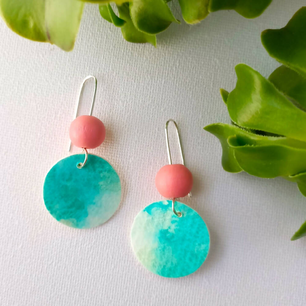 earrings-turquoise-pink-silver-watercolour-handmade