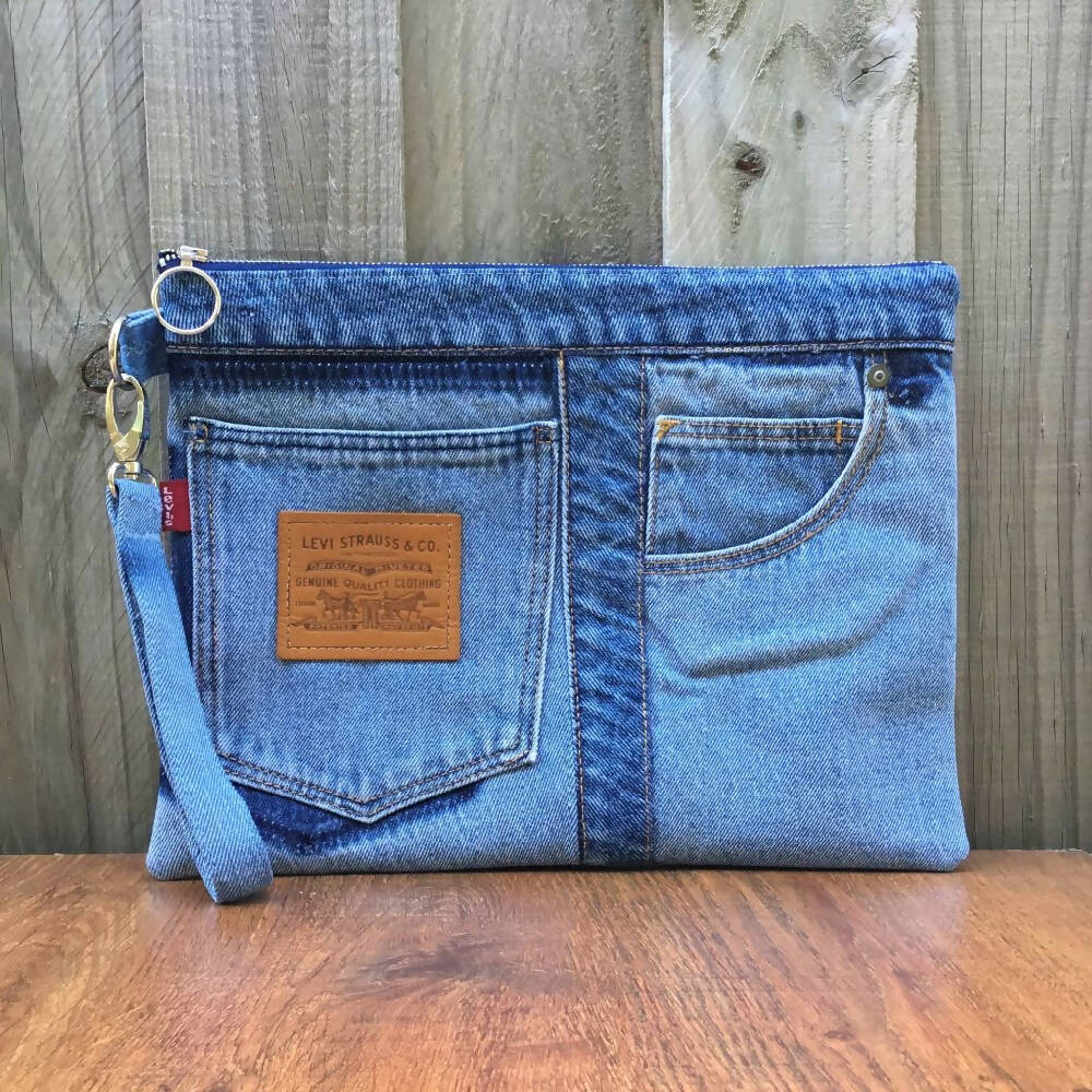 Large Upcycled Denim Pouch