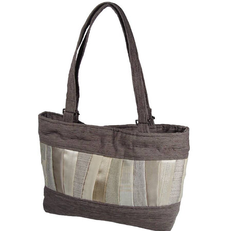 Danielle Handbag - Sandstone - Patchwork Handbag Purse Shoulder Bag - Velour & Brocade