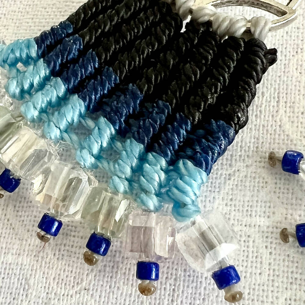 Micro Macrame Earrings- Lotus & Cube Glass beads