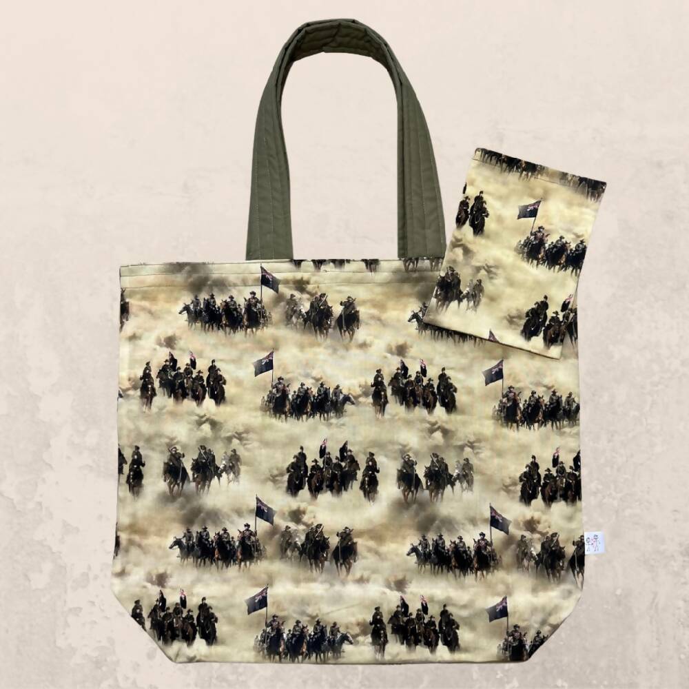 Grocery Tote ... Heroes ... Lined with storage pouch