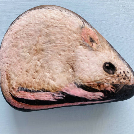 Painted White Mouse on STONE.