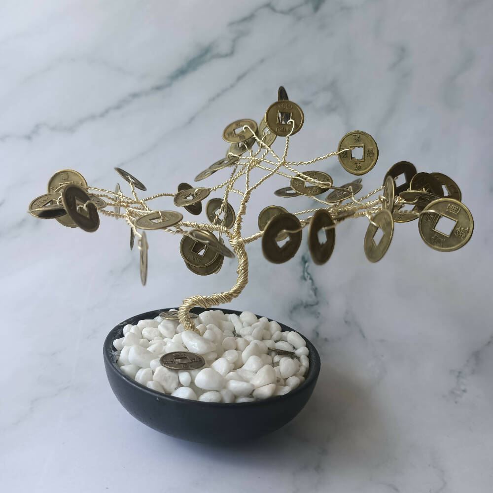 Feng Shui Lucky Coin Mini Tree for Good Luck Fortune and Blessings