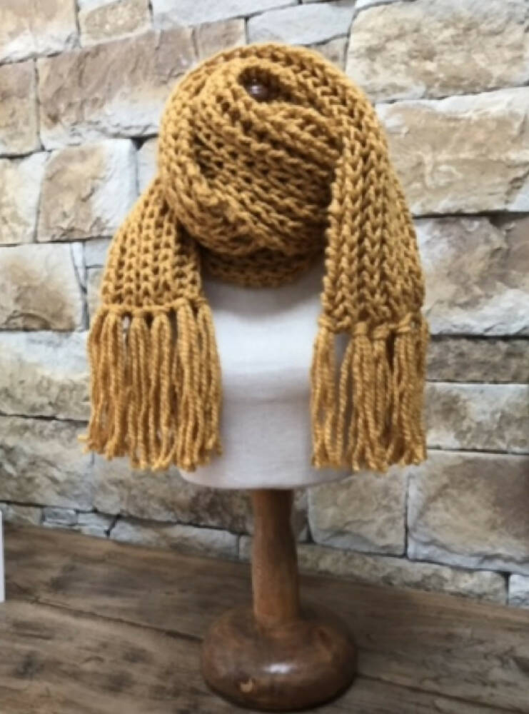 Long & Chunky Mustard Ribbed Knitted Scarf