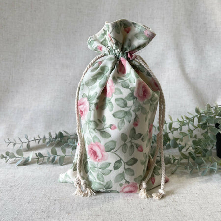 Reusable Fabric Gift Bag - Pink Roses