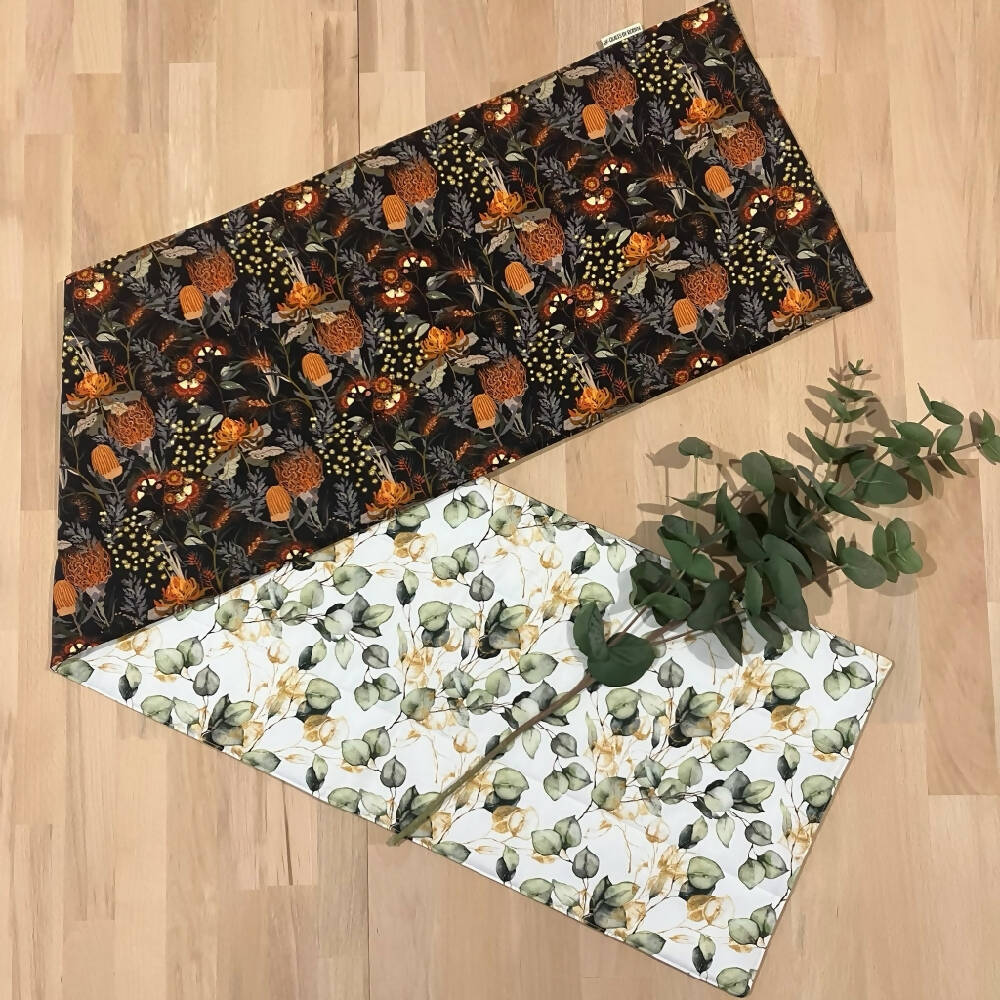 handmade Australia native floral reversible - black & white