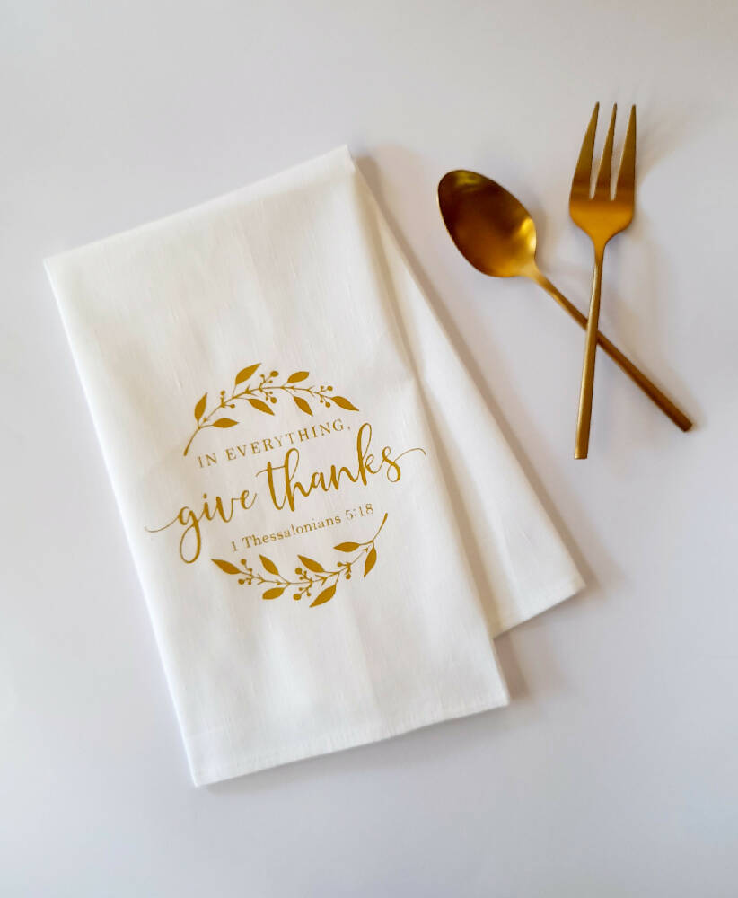 Tea Towel Christian Bible Verse Kitchen Linen Wedding Gift Kitchen Tea