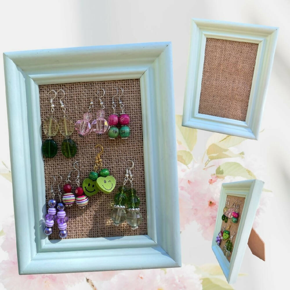 Shabby Chic Jewellery Stand Made from Repurposed Vintage Photo Frame