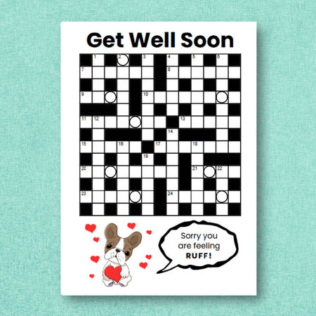 DIGITAL - Printable Get Well Card - CROSSWORD Puzzle - PDF Download