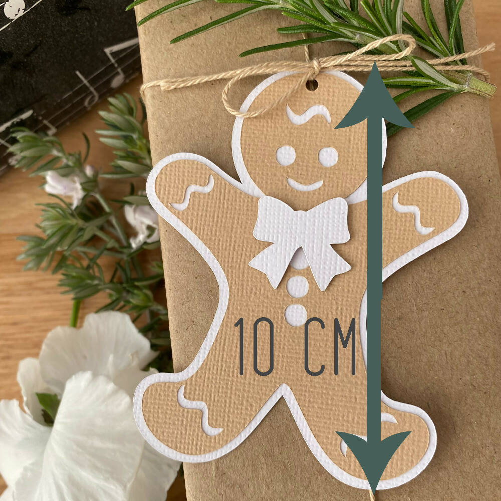 Gingerbread man gift tags, Christmas gift wrapping.