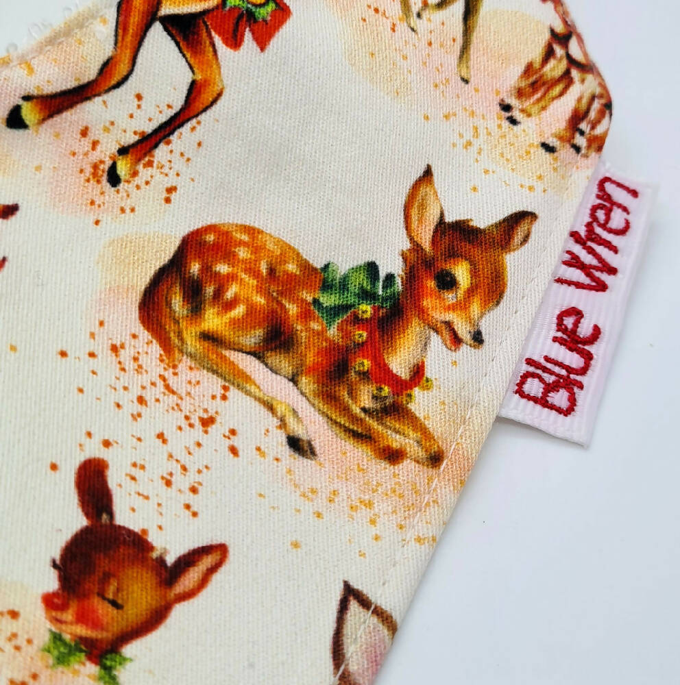 Christmas Baby Bib Gift Reindeer Cotton Fabric