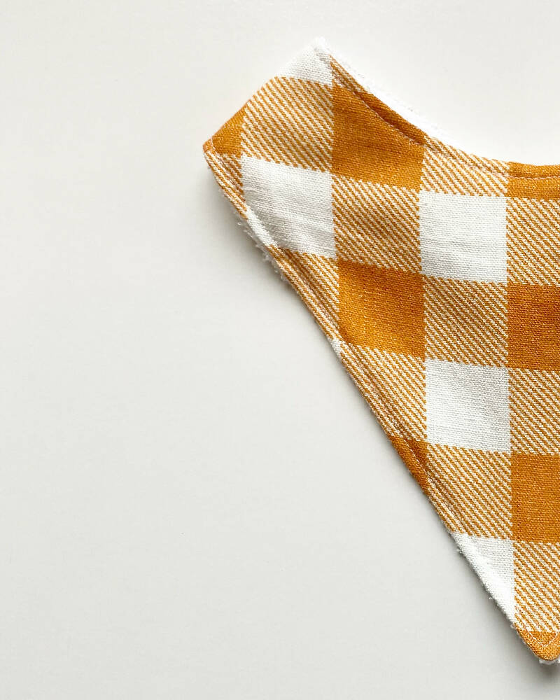 Golden gingham linen bandana bib