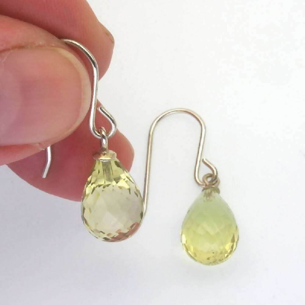 Lemon quartz briolettes and sterling silver earrings