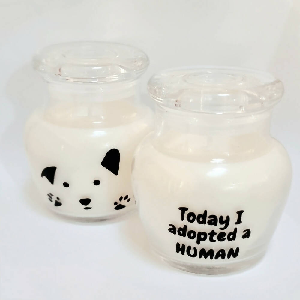 Pet Lovers message candle (Dog) Soy wax, scented.