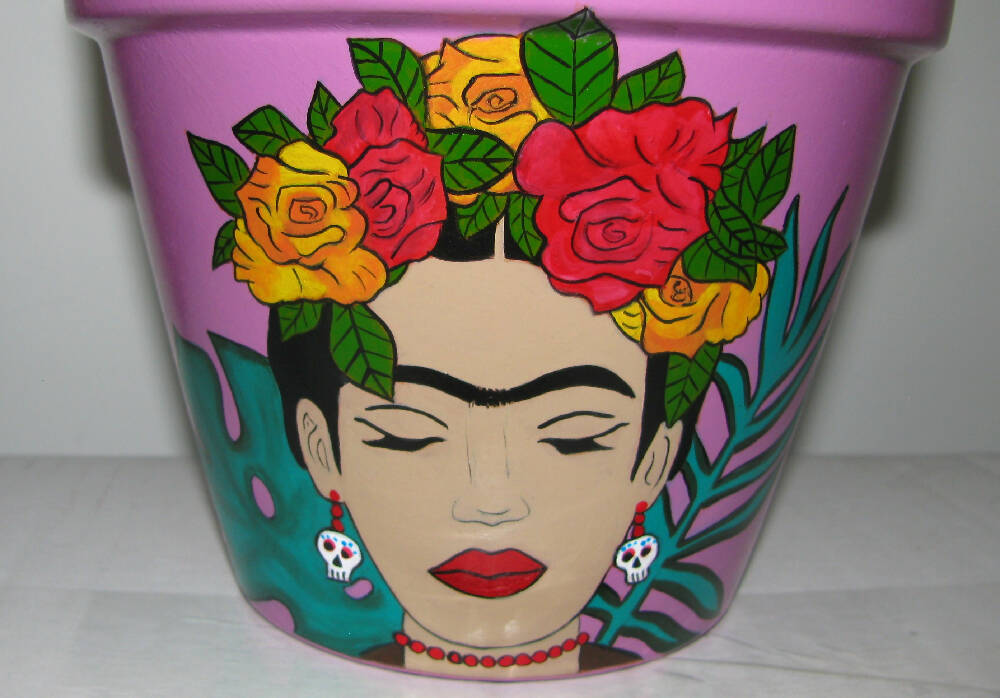 Frida Kahlo Pot hand painted