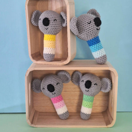 crocheted koala baby rattle