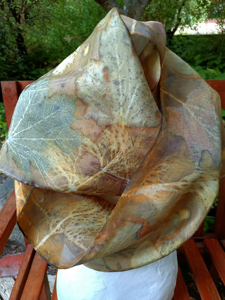 Bronze Pure Silk eco printed scarf