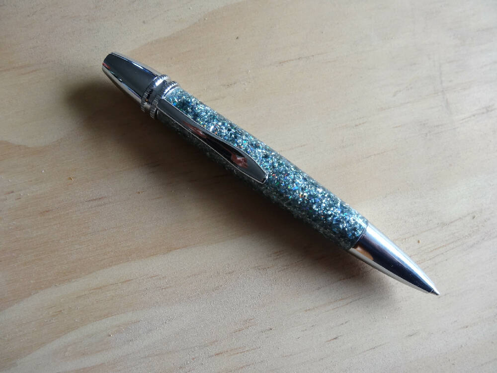 Silver Sparkle Resin Polaris Pen