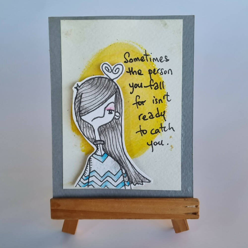 Headline Series : Mila Original Ink on Watercolor Paper with a lovely quote