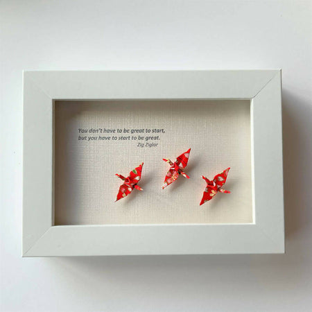 Custom order artwork - your own quote and choice of cranes - a special bespoke gift made for you
