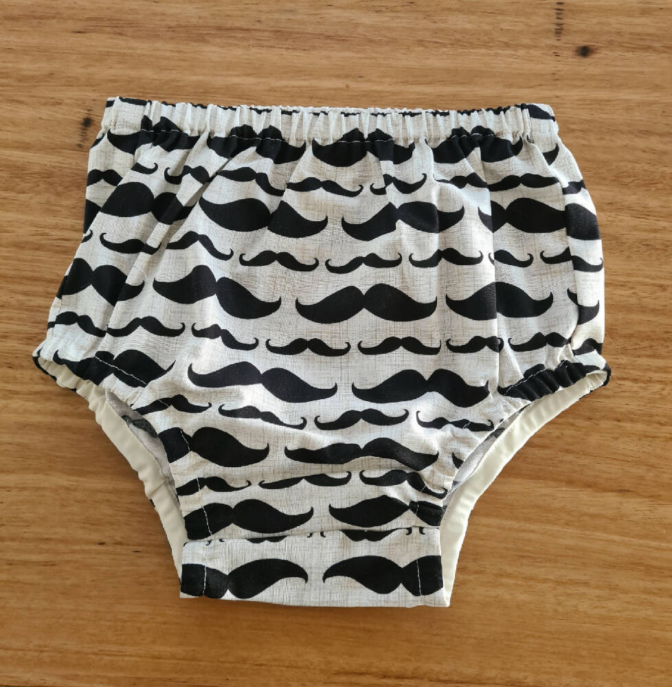 Moustache Baby Boy Nappy Cover / Pants Size 1