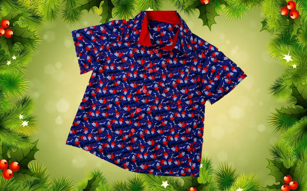 Christmas Shirt, Boys, Sharks, Santa Jaws