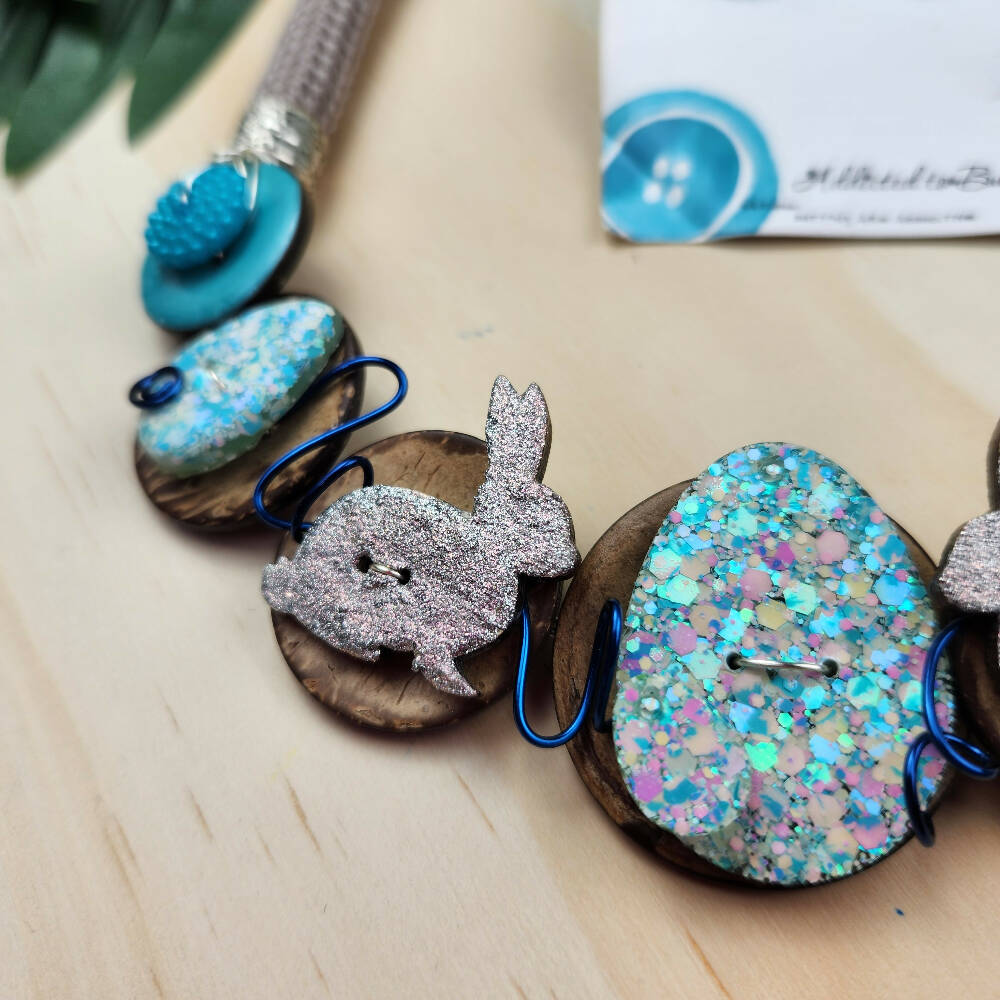 Button Necklace Corded Easter Rabbit A2B (1)