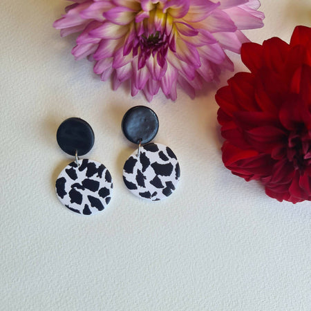 Earrings, Cow Print (choose from studs or dangles)