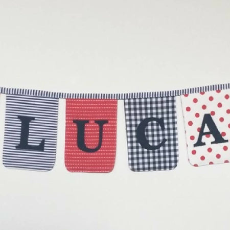 Personalised Name Bunting- Navy, Red and White