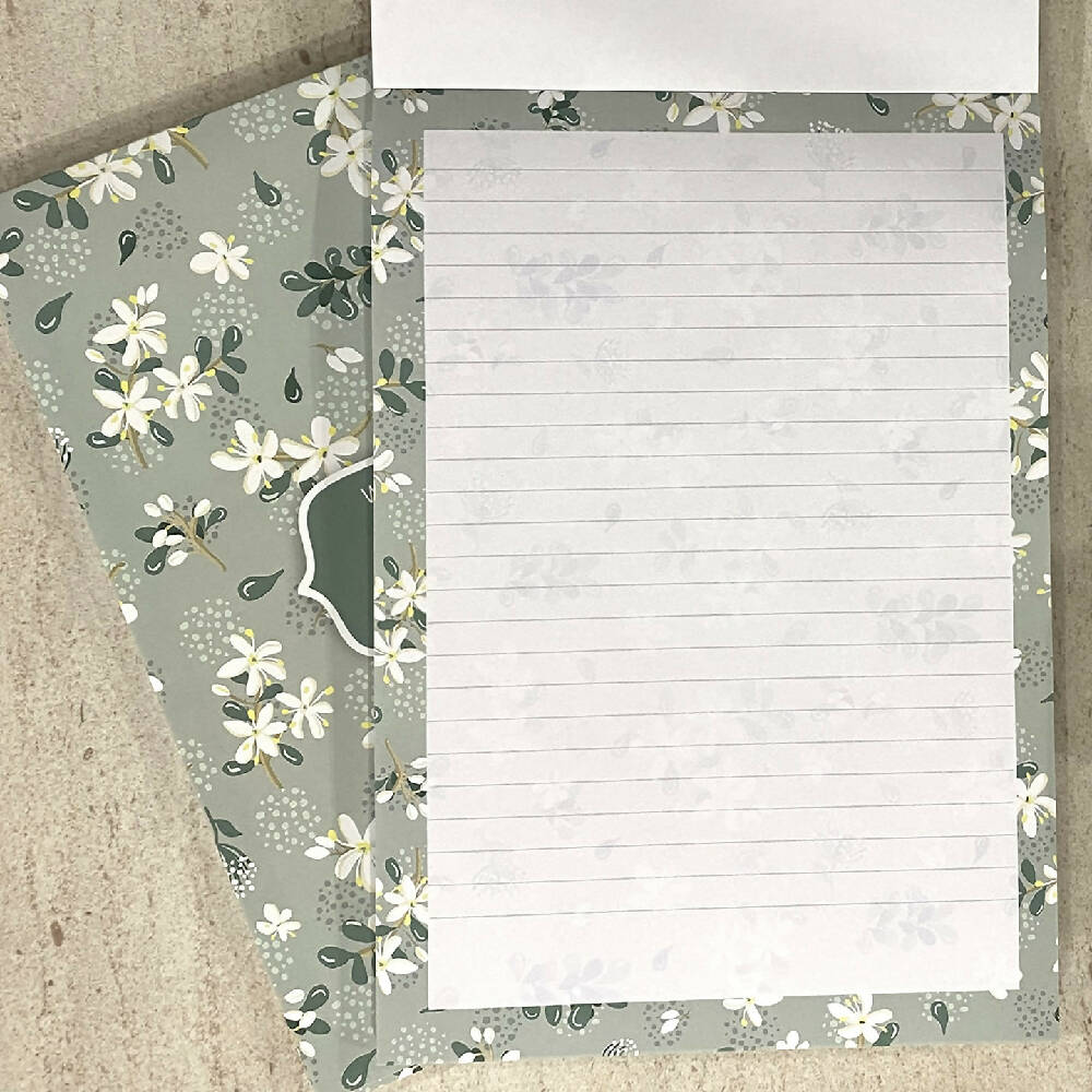 Writing Pad with Cover - Jasmine Flowers Notepad