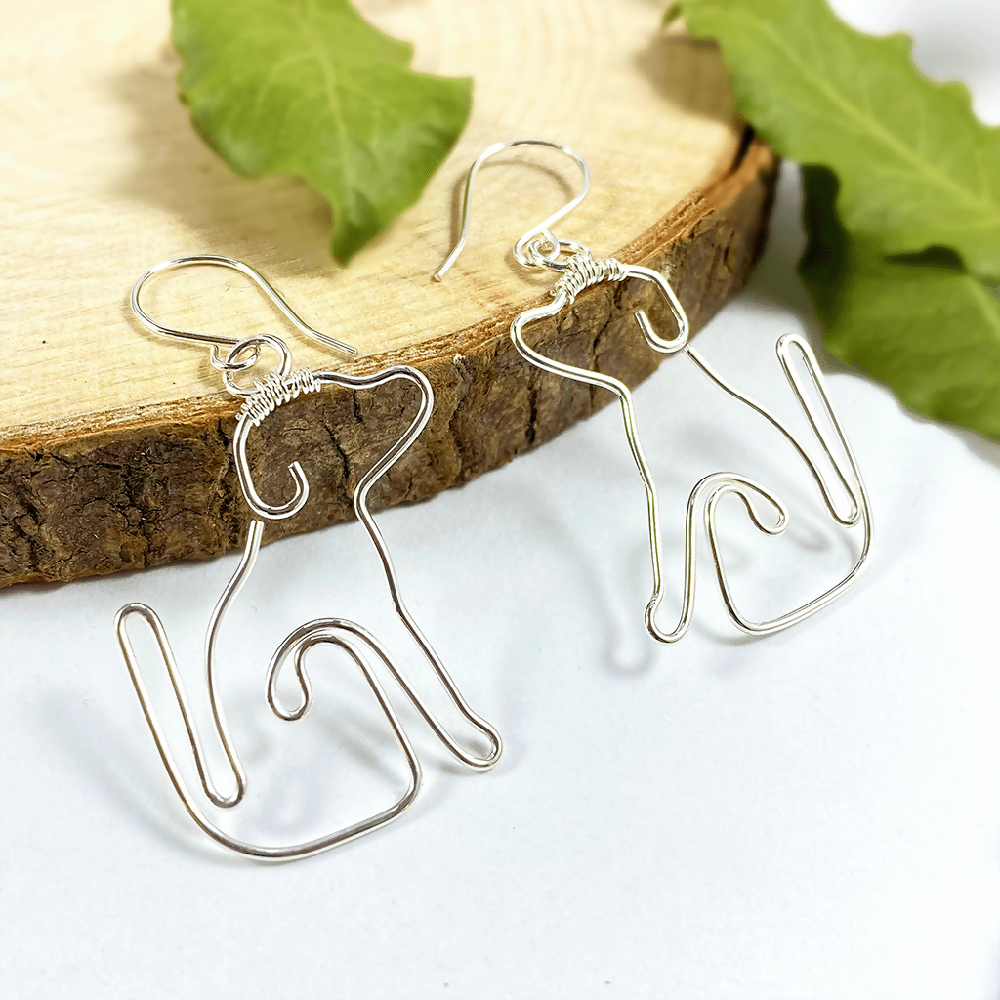 Argentium Silver Puppy Dangle Earrings