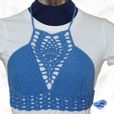 Halter crop top, crochet, handmade