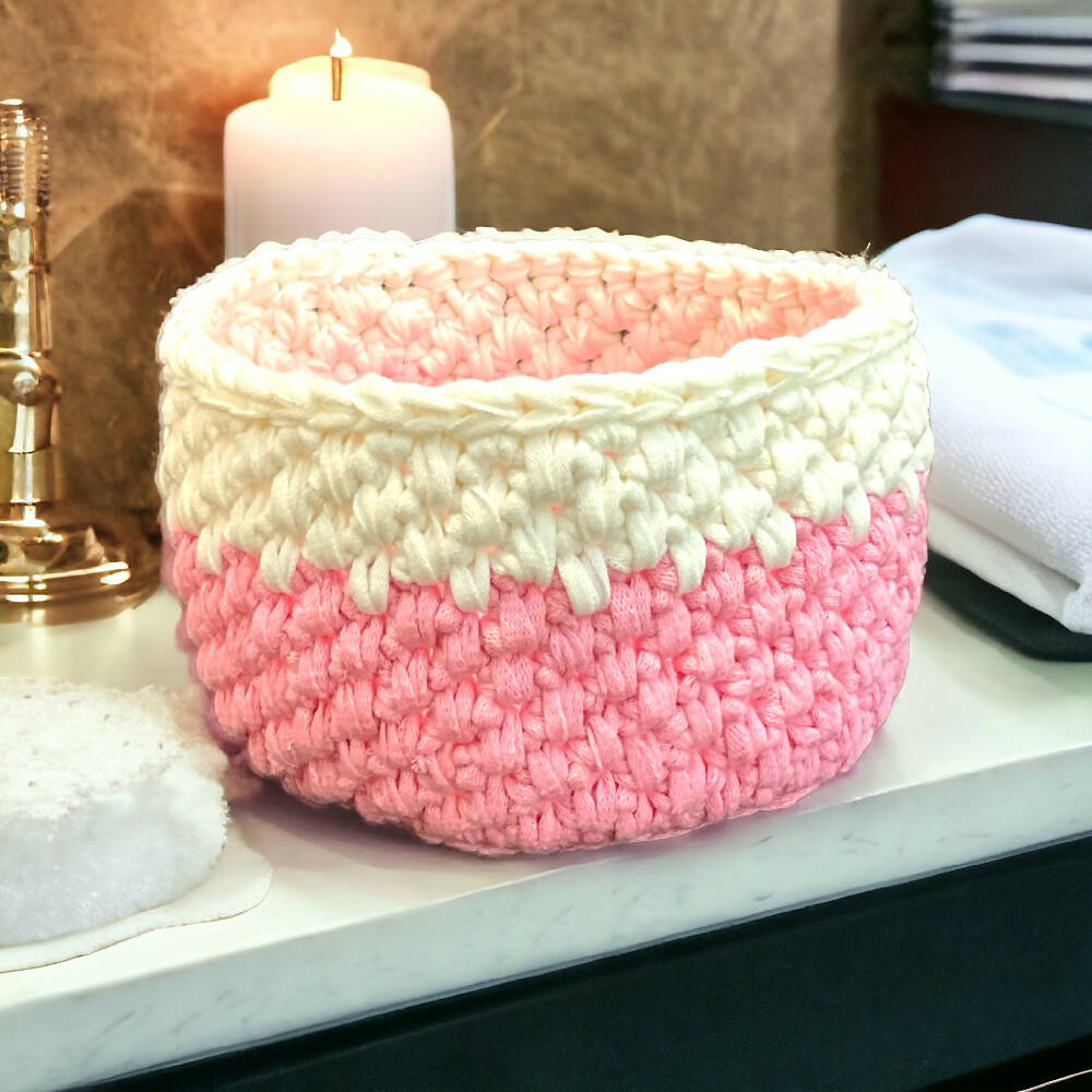 Crochet Pink Baby Basket