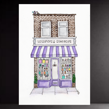 Fine Art Watercolour Print - The Storefront Series - 'Lollypops & Gumdrops'