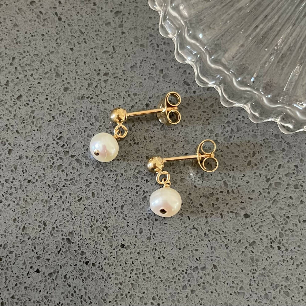 14K Gold filled small pearl earrings