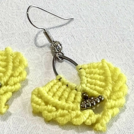 Dangle - Neon Yellow Micro Macrame Earrings