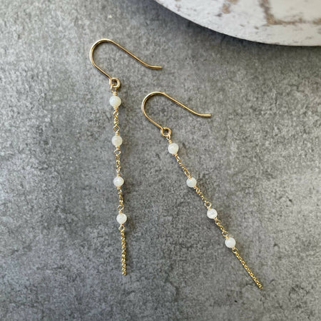 14K Gold filled mother of pearl chain earrings