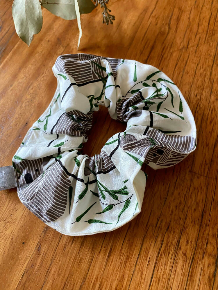 scrunchie - koalas / Australian animals / green grey white / organic cotton